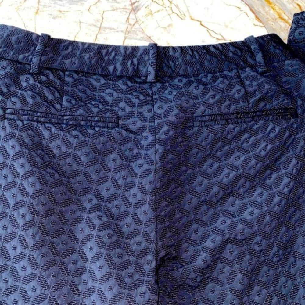 Theory Black Jacquard Geometric Textured Straight Leg Trousers Pants Size 2 - Picture 8 of 10